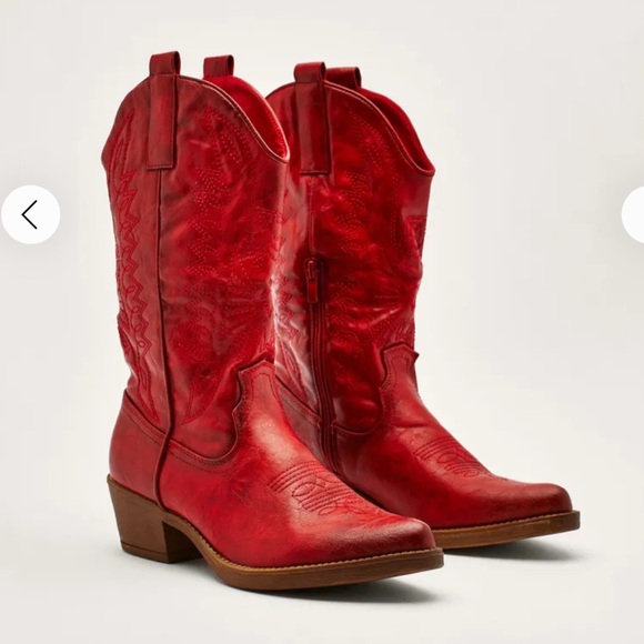 Nasty Gal Red Heeled Boots - Picture 1 of 4